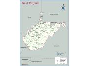 West Virginia <br />County Outline <br /> Wall Map Map