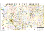 Arizona and New Mexico <br /> Political <br /> Wall Map Map