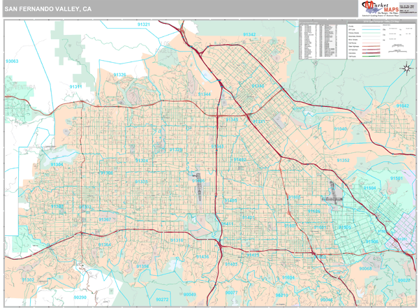 san fernando valley zip code map