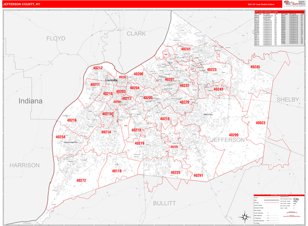 jefferson county zip code map Jefferson County Ky Zip Code Wall Map By Marketmaps From jefferson county zip code map