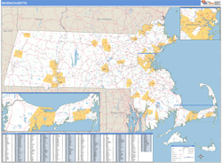 Massachusetts  Zip Code Wall Map