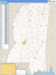 Mississippi  Zip Code Wall Map