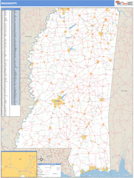 Mississippi  Wall Map