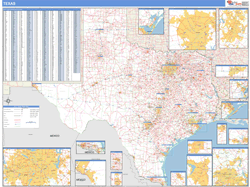 Texas  Zip Code Wall Map