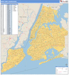 New York 5 Boroughs Wall Map