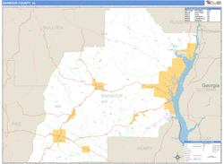 Barbour County, AL Zip Code Wall Map