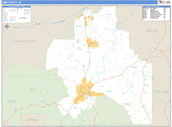 Bibb County, AL Wall Map