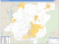 Calhoun County, AL Zip Code Wall Map