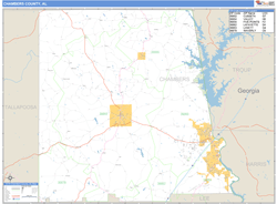 Chambers County, AL Wall Map