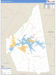 Cherokee County, AL Zip Code Wall Map