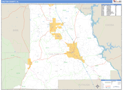 Chilton County, AL Zip Code Wall Map