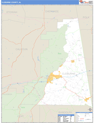 Cleburne County, AL Wall Map