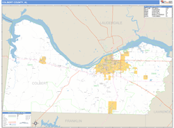 Colbert County, AL Zip Code Wall Map