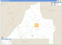 Conecuh County, AL Zip Code Wall Map