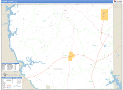 Coosa County, AL Zip Code Wall Map