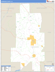 Crenshaw County, AL Zip Code Wall Map