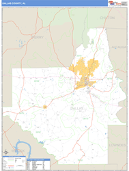 Dallas County, AL Zip Code Wall Map