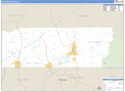 Escambia County, AL Zip Code Wall Map