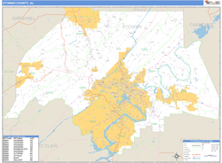 Etowah County, AL Zip Code Wall Map