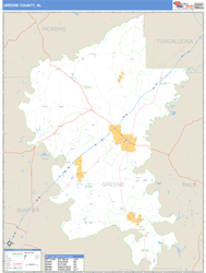 Greene County, AL Zip Code Wall Map