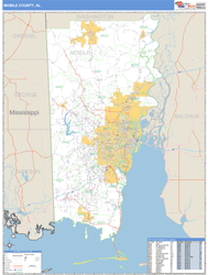 Mobile County, AL Zip Code Wall Map