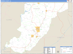 Monroe County, AL Zip Code Wall Map