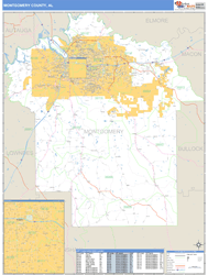 Montgomery County, AL Zip Code Wall Map