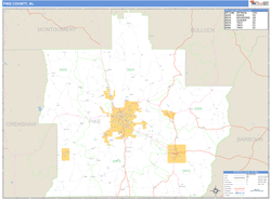 Pike County, AL Zip Code Wall Map