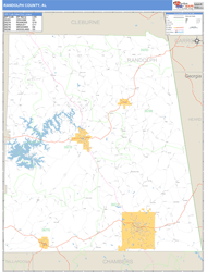 Randolph County, AL Zip Code Wall Map