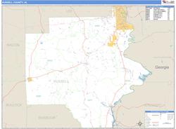 Russell County, AL Zip Code Wall Map
