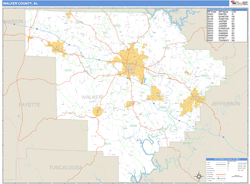 Walker County, AL Zip Code Wall Map