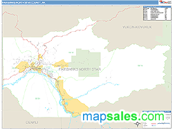 Fairbanks North Star County, AK Zip Code Wall Map