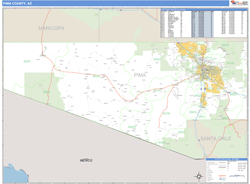Pima County, AZ Zip Code Wall Map