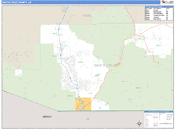 Santa Cruz County, AZ Zip Code Wall Map