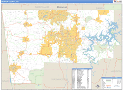 Benton County, AR Zip Code Wall Map