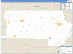 Clay County, AR Zip Code Wall Map