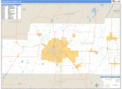 Craighead County, AR Zip Code Wall Map