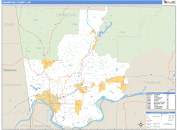 Crawford County, AR Zip Code Wall Map