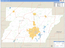 Greene County, AR Zip Code Wall Map