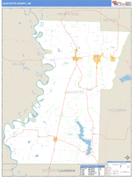 Lafayette County, AR Zip Code Wall Map