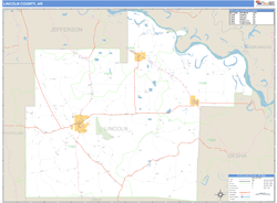Lincoln County, AR Zip Code Wall Map
