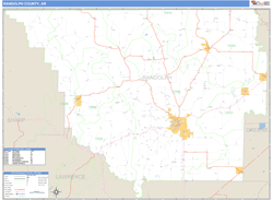 Randolph County, AR Zip Code Wall Map