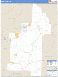 Sharp County, AR Zip Code Wall Map