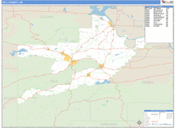 Yell County, AR Zip Code Wall Map