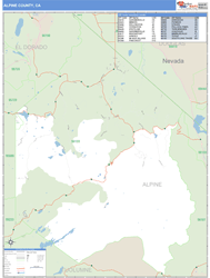 Alpine County, CA Zip Code Wall Map