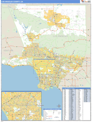 Los Angeles County, CA Zip Code Wall Map