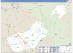 Madera County, CA Zip Code Wall Map