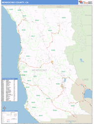 Mendocino County, CA Zip Code Wall Map