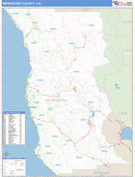 Mendocino County, CA Wall Map