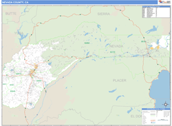 Nevada County, CA Zip Code Wall Map